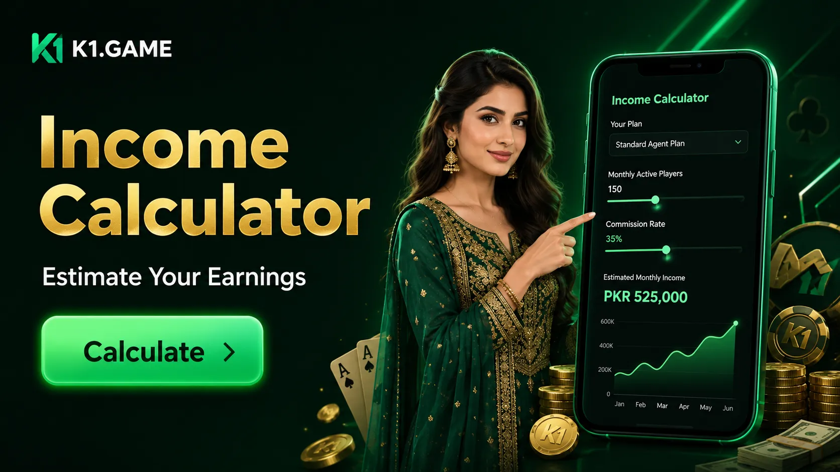K1 Game Agent monthly income calculator
